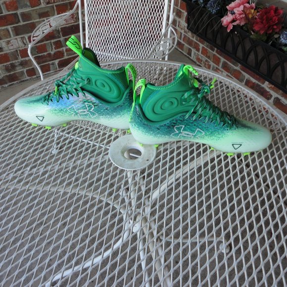 UNDER ARMOUR Green & White "Oregon Ducks" Lux 2.0 Football Cleats Size 11.5 - Picture 2 of 7